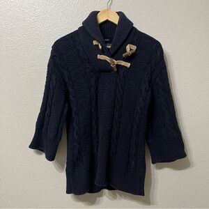 Polo Ralph Lauren Hand Knit Toggle Button Navy Sweater Cable Knit Women’s Small